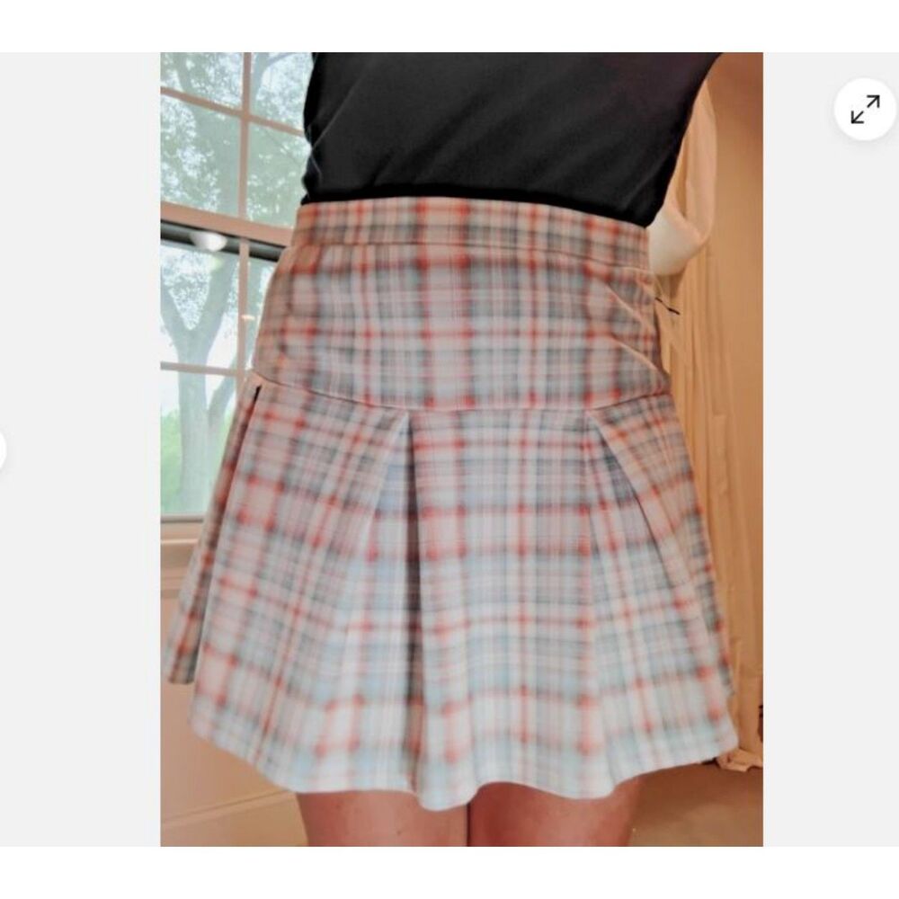 No Comment Sz XL Blue Plaid Pleated Skirt Tennis Pull on Soft Mini Skirt Y2k